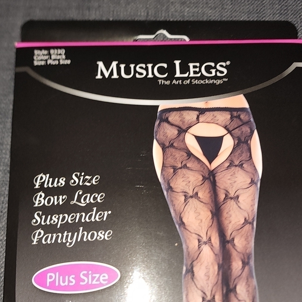 NWT Music Legs Plus Size Box Lace Suspender Panyhose - Picture 4 of 4